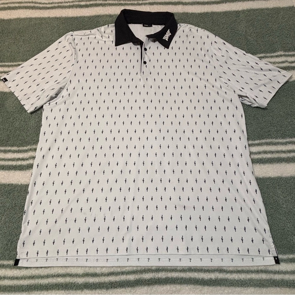 PXG Men’s XXL Monochrome Cactus Pattern Golf Polo